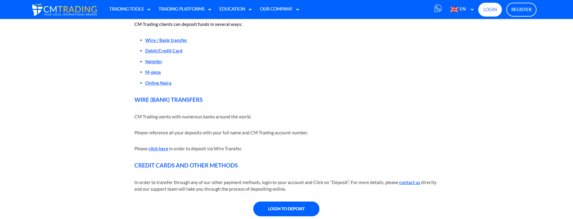 CM Trading Deposits CM Trading Deposits